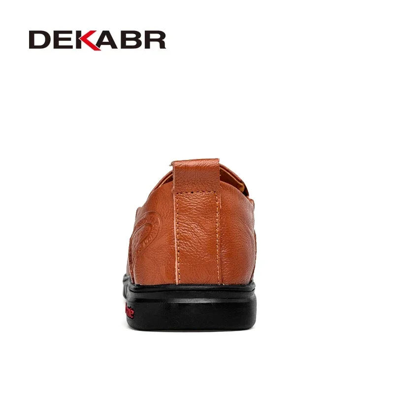 DEKABR Summer Men Shoes Casual Luxury Brand Genuine Leather Mens Loafers Moccasins Italian Breathable Slip on Boat Shoes Size 47