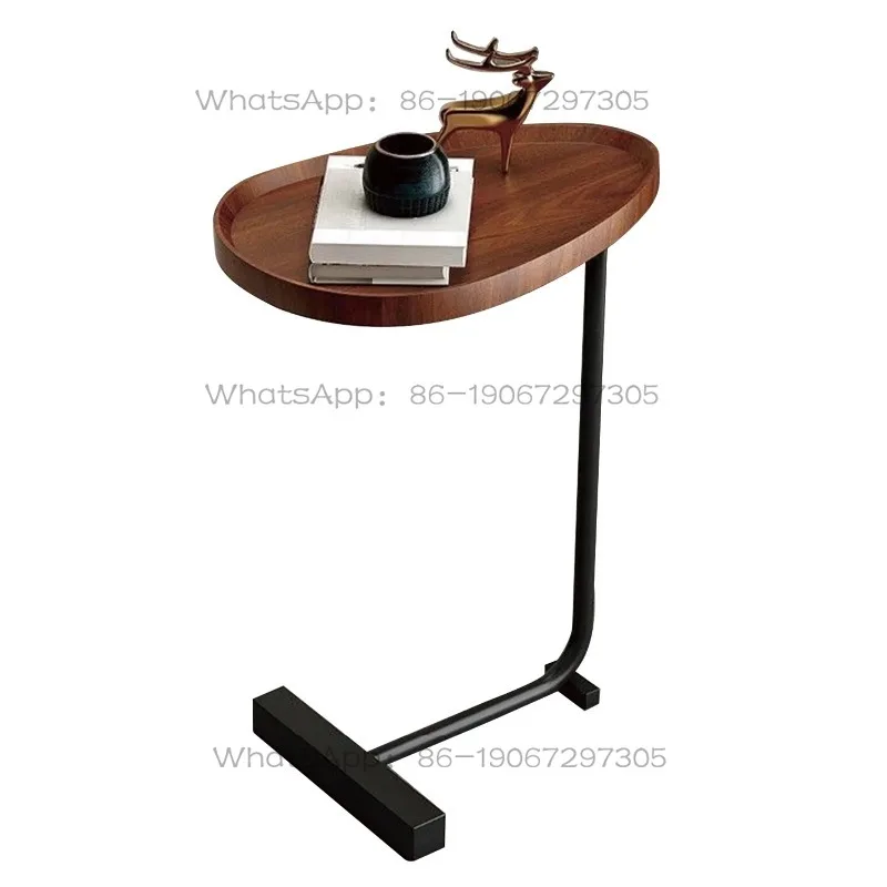 

Маленький приставной столик в современном стиле, темный цвет дерева, компактный, С-образный, для гостиной, дивана, отеля, кушетки