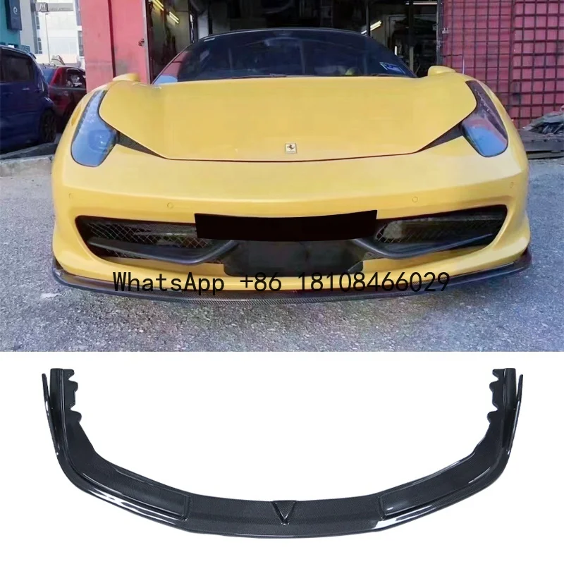 458 Real Carbon Fiber Front Lip for F 458 Italia Spider Racing Car Style Front Buer Chin Lip Spoiler Splitter Body Kit