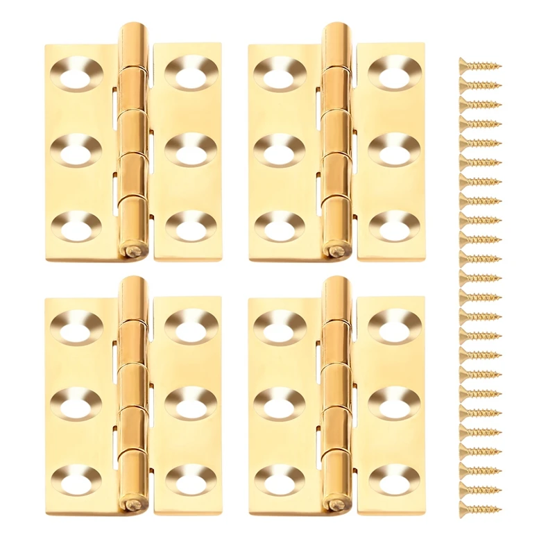 

4 шт. твердых латунных шарниров диаметром 5,1 см, подходящих для дверей шкафа, латунных петель с круглыми углами багажника и винтами