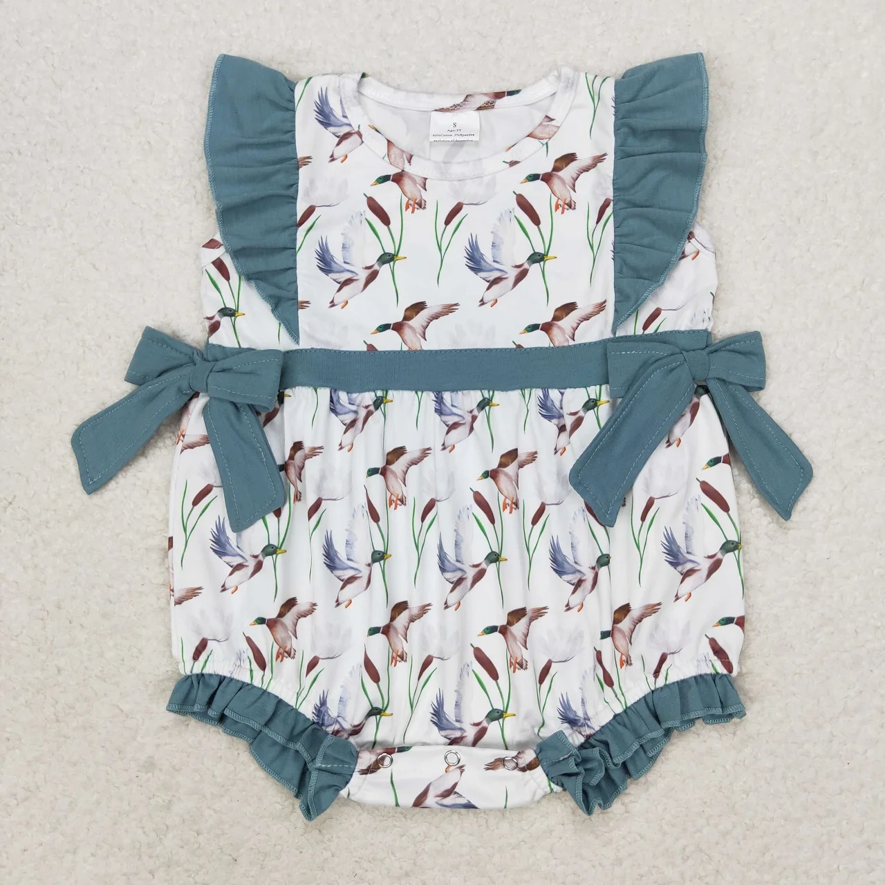 Wholesale Children Summer Wear Newborn Romper Baby Girl Floral Ducks Bubble Jumpsuit Kids Toddler Infant One-piece Clothing