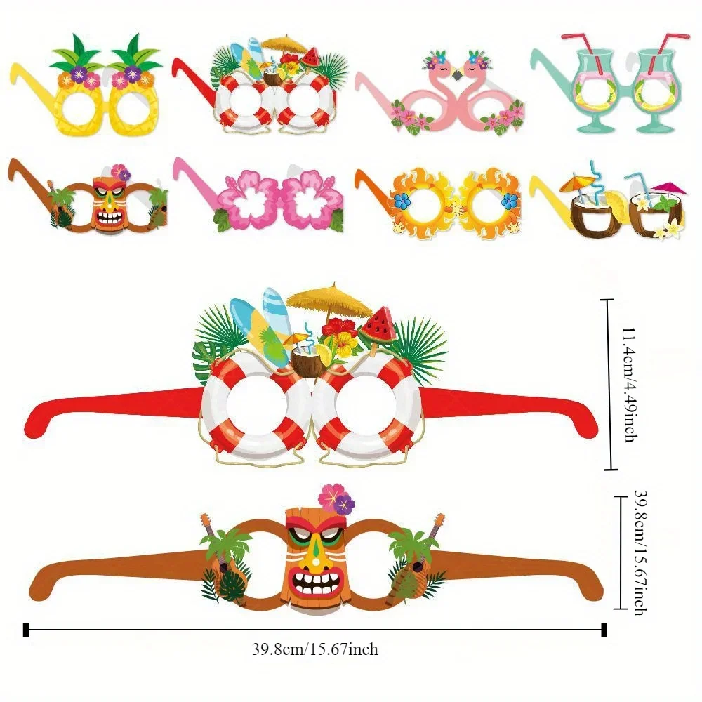 Hawaii Party Decorative Glasses Beach Funny Pineapple Flamingo Paper Photograph Glasses Tropical Luau Hawaiian Party Decorations