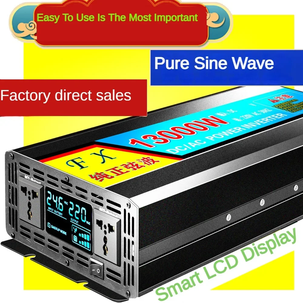 Heavy-Duty 10000W/13000W Inverter Efficiently Convert For DC Power to AC Power with Pure Sine Wave Output (12V/24V/48V to 220V)