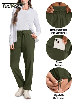 TACVASEN UPF50+ Quick Dry Cargo Pants Womens Outdoor Hiking 4 Pockets Sweatpants Breathable Waterproof UV Protection Trousers 3