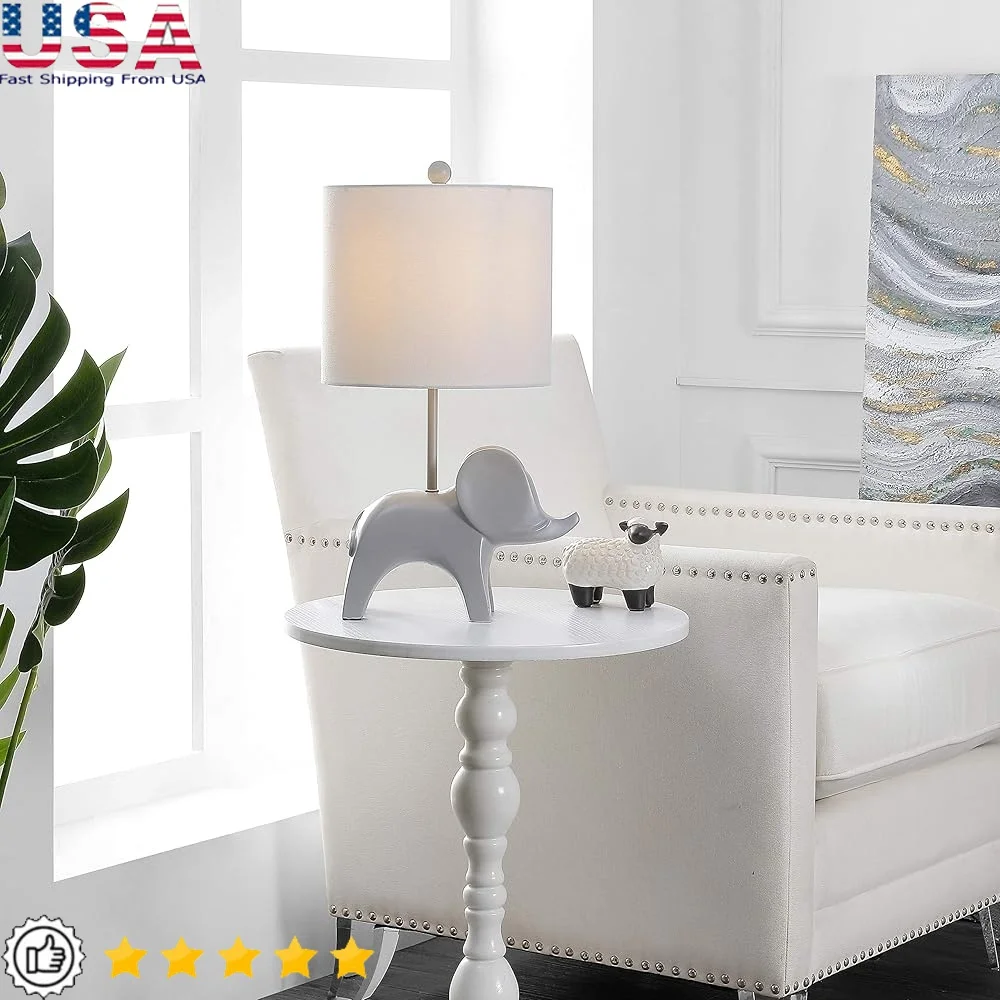 

Elephant Table Lamp Ceramic 20 Inch Kids Bedroom Living Room Office Nightstand Lighting LED Bulb Included Grey Finish