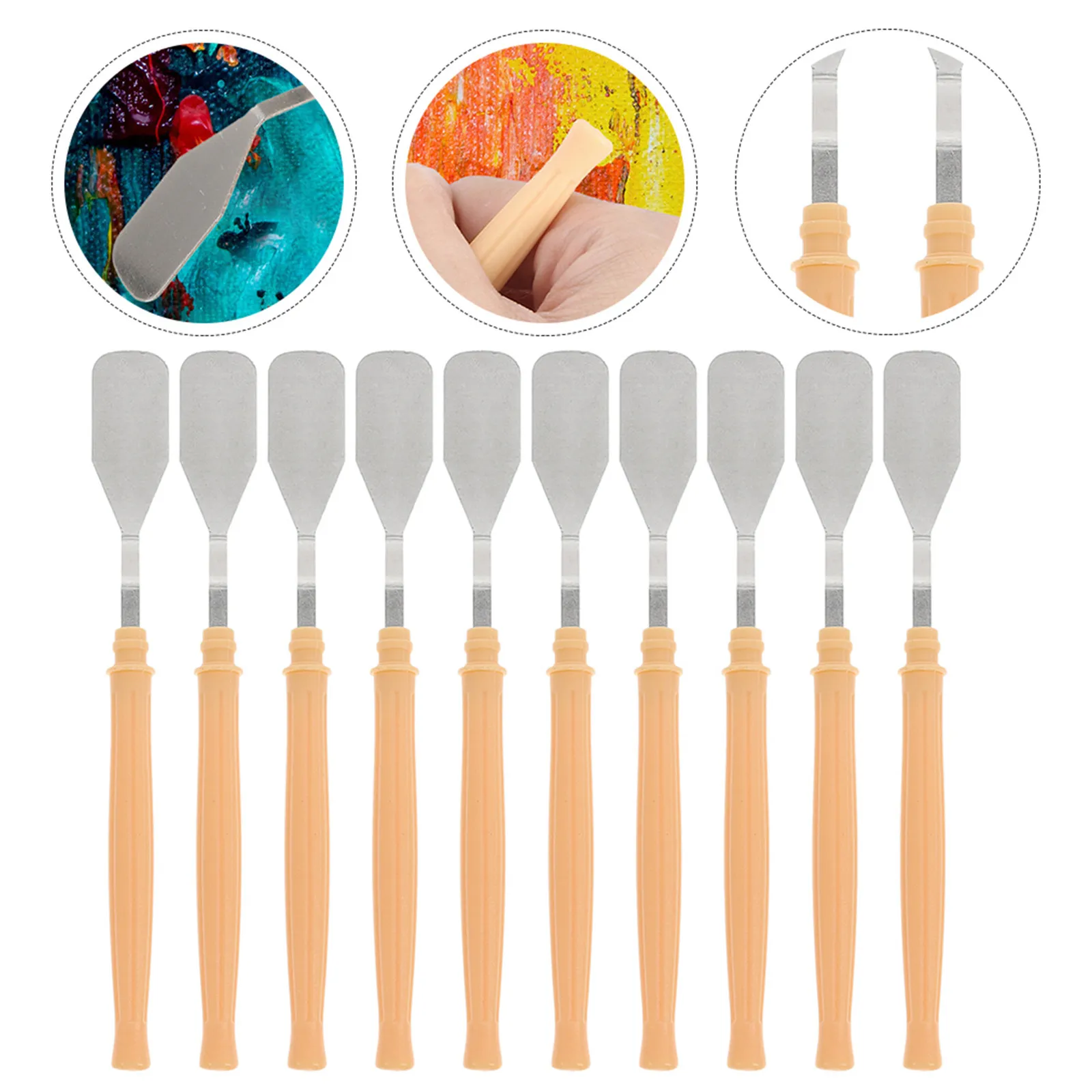 

12Pcs Professional Metal Painting Scrapers Plastic Handle Art Spatulas for Canvas Oil Watercolor Pigment Mixing Painting Tools