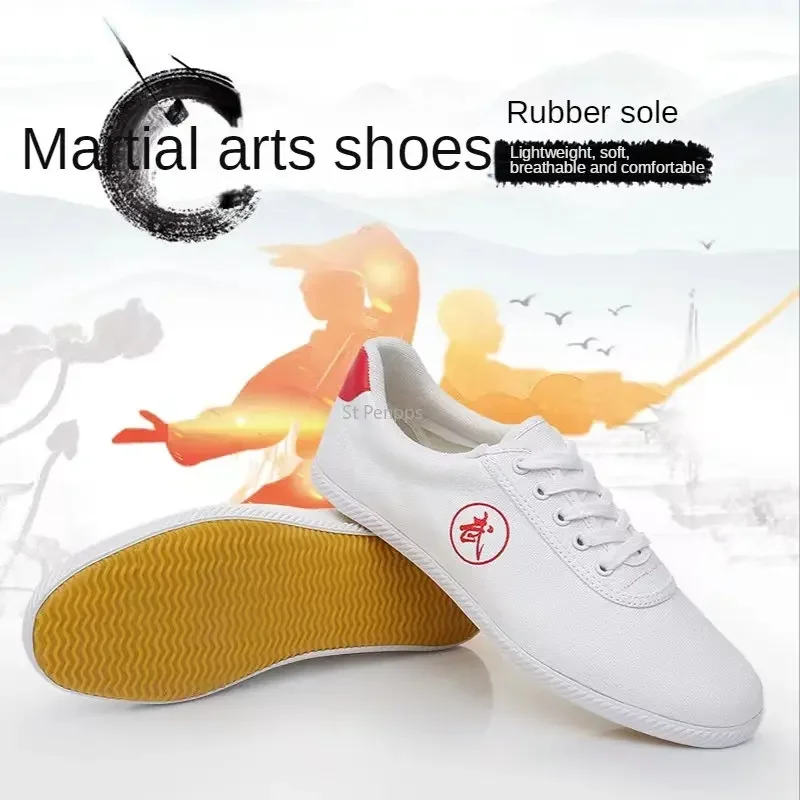 Wear-resistant Tendon Soft-soled Tai Chi Shoes Martial Arts Shoes Training Sports Breathable Canvas Shoes