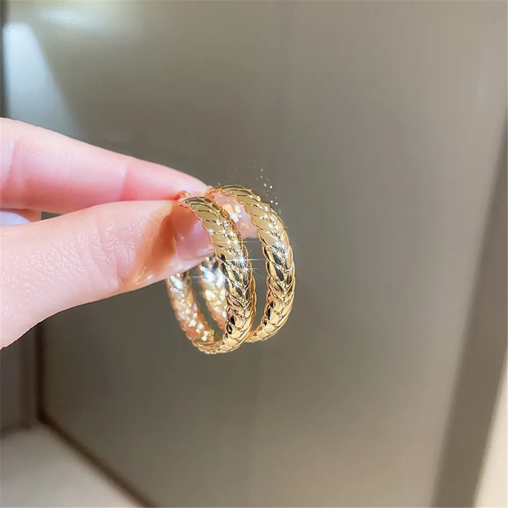 

Real Gold Electroplating Wheat Ears Circle Earrings Fashion Personality Temperament Earrings New Earrings Wholesale Women Gift