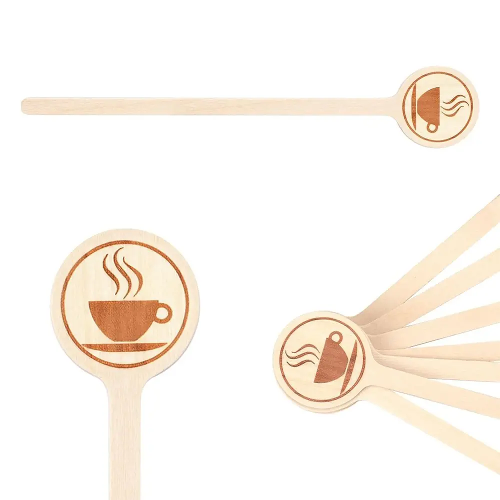 100Pcs Wooden Wooden Coffee Stirrers Round Head Long Handle Coffee Stirrer Sticks Biodegradable Practical