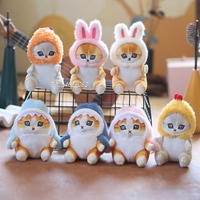 12cm Cartoon Cute Shark Fried Shrimp Cat Plush Doll Pendant Charm Package Pendant