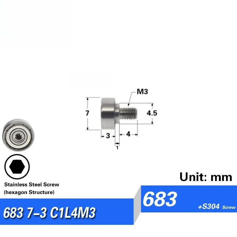M3 Stainless Steel Screw External Thread Bearing with Screw Guide Wheel