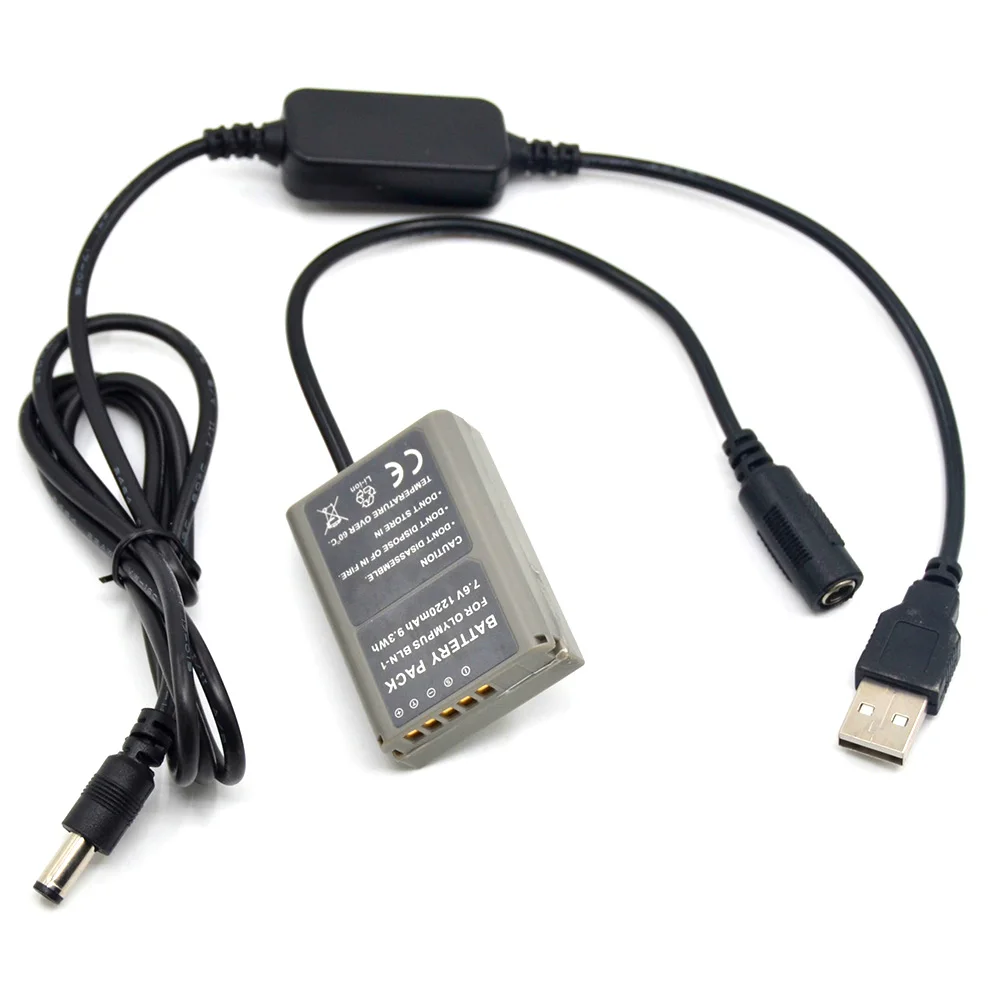 قوة البنك 5 فولت USB مهائي كابلات زائد PS-BLN-1 الدمية بطارية BLN-1 تيار مستمر المقرنة لكاميرا أوليمبوس OM-D E-M5 E-M5II E-M1 E-P5