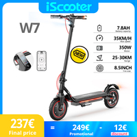 8.5 Inch iScooter W7 Electric Scooter 350W Motor 36V 7.8Ah Battery 25km+ Range 4-speed 35km/h Dual Suspension e Scooter With APP