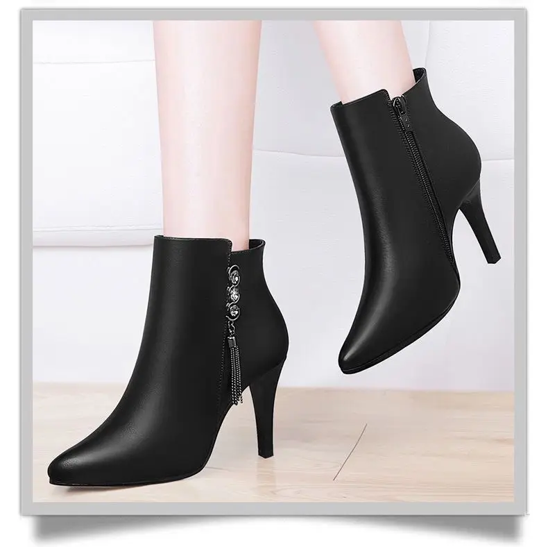 2020Winter Casual Women Pumps Warm Ankle Boots Waterproof High Heels Snow 2020 Shoes Botas Patent Botas Muje