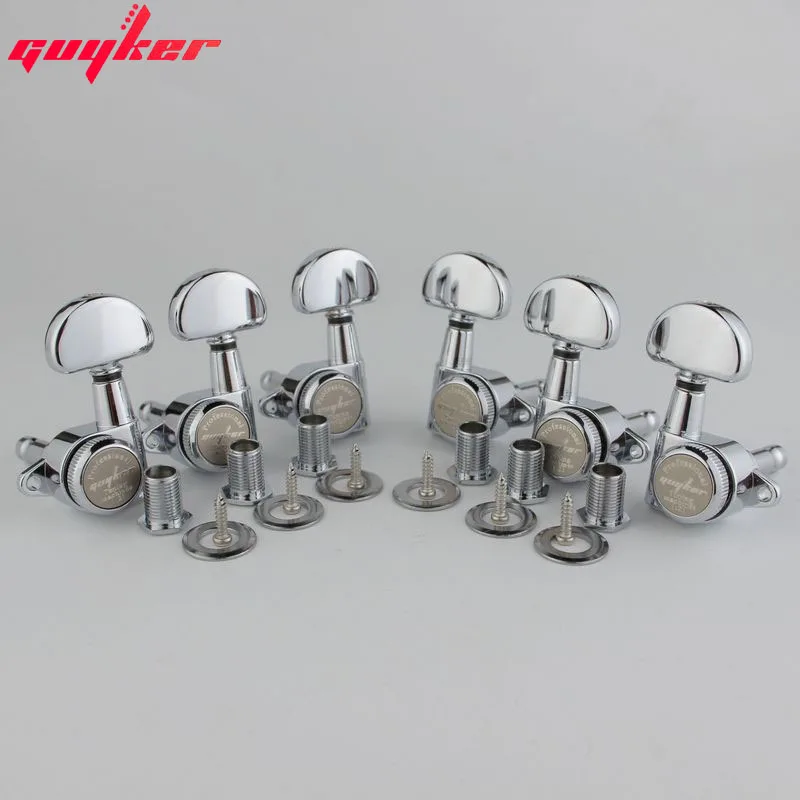 1 Set GUYKER 3R3L Upgraded Version Black/Chrome/Gold Rear Locking Tuners Guitar Tuning Pegs Machine Head 1:21 For LP SG Guitar