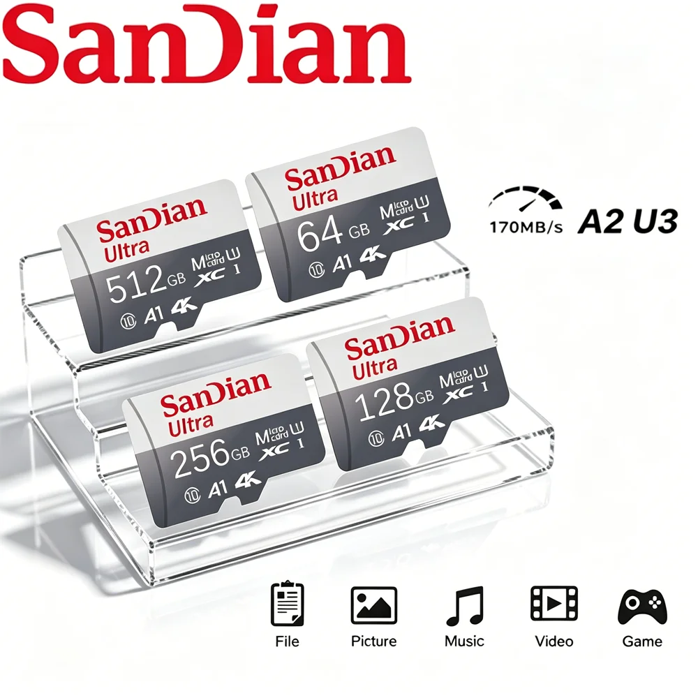 Tarjeta SD de 128GB, 256GB, 512GB, tarjeta de memoria Micro TF SD U3 V30 A2, alta velocidad hasta 100MBs, calidad superior para drones FPV, carreras de cuadricópteros