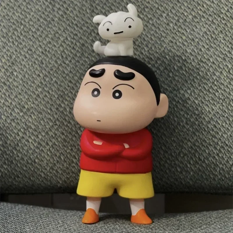 

23cm Crayon Shin-Chan Noob Medium Red Angry Arrogant Hugging Hands Model Figure Trendy Gifts Home Toys Desktop Decorations