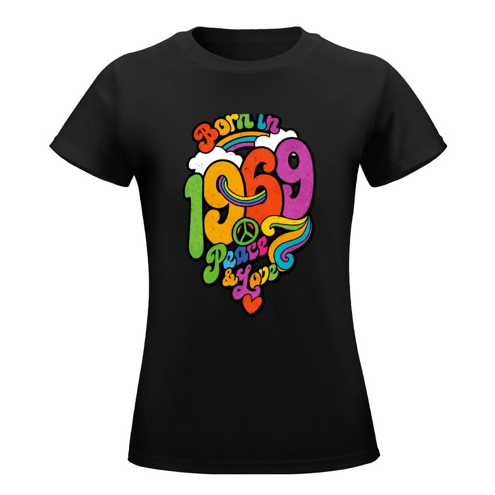 Born 1969 Peace & Love Hippie T-Shirt Short sleeve tee vintage clothes t-shirt dress for Women plus size sexy