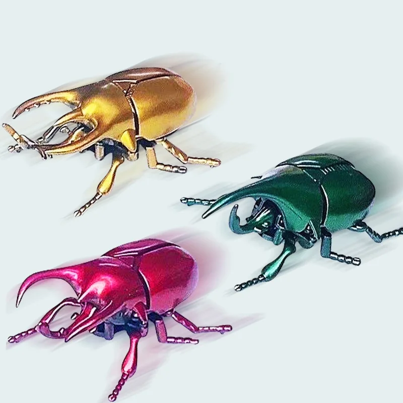 3PCS Windup Unicorn Beetle Toy Realistic Bug Educational Enlightenment Science Funny Interactive Birthday Party Gifts for Adults