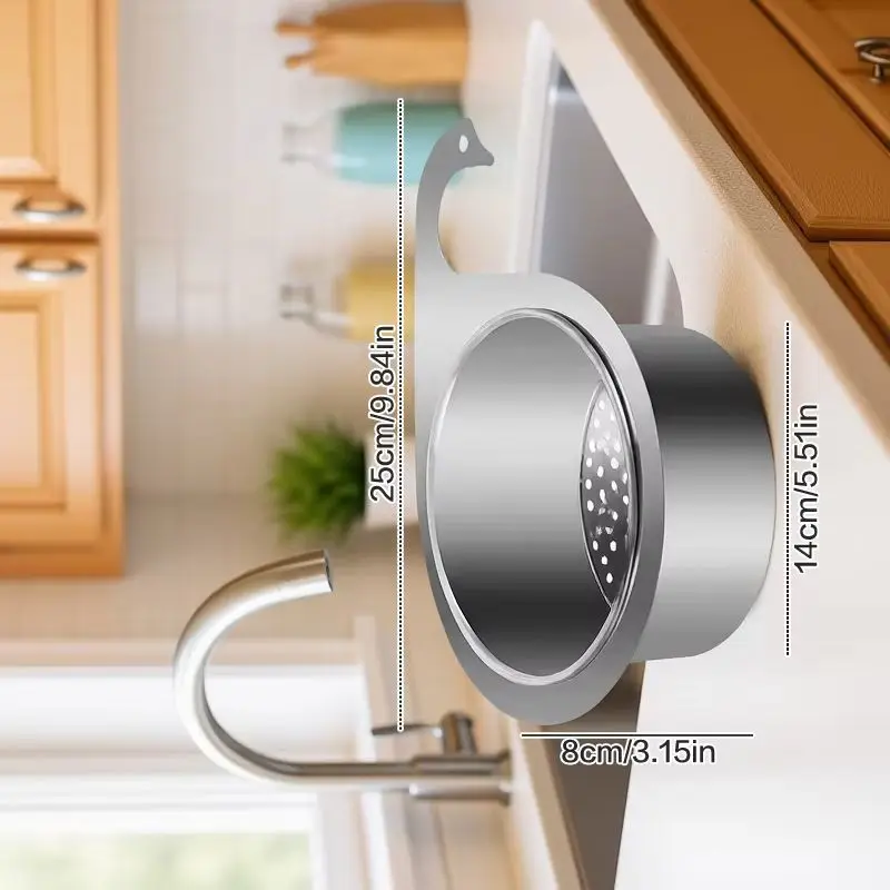 

Dry And Wet Separation Hook Drain Rack Stainless Steel Swan Sink Strainer Basket Kitchen Sink Garbage Hanging Filter Swan