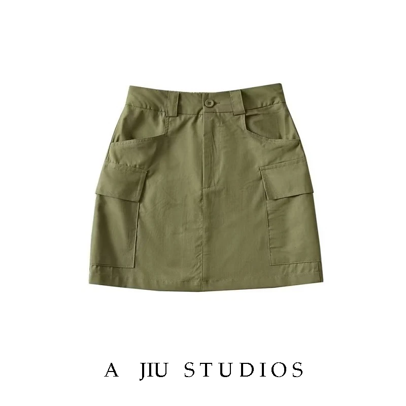 

American Retro ket Workwear Skirt Women Summer Unique Sexy Versatile High Waist Slimming A-Line ort Skirt