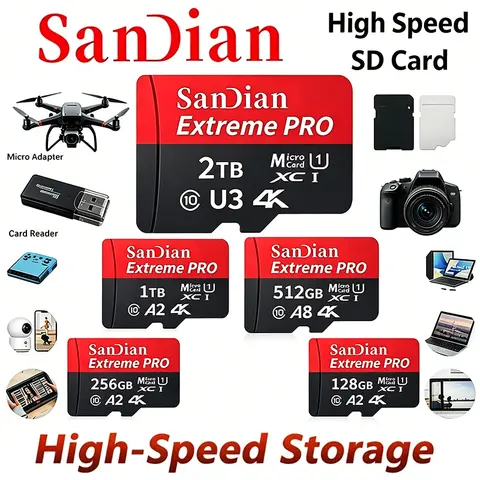 High Speed Transfer Micro TF Cards 128GB/512GB Original SD Card Class 10 Flash Memory Card for PC Camera Laptop Notebook