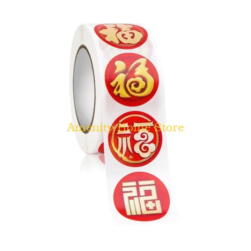 F26C Adesivi Capodanno cinese Etichetta autoadesiva con caratteri Fu Sigillo Festival