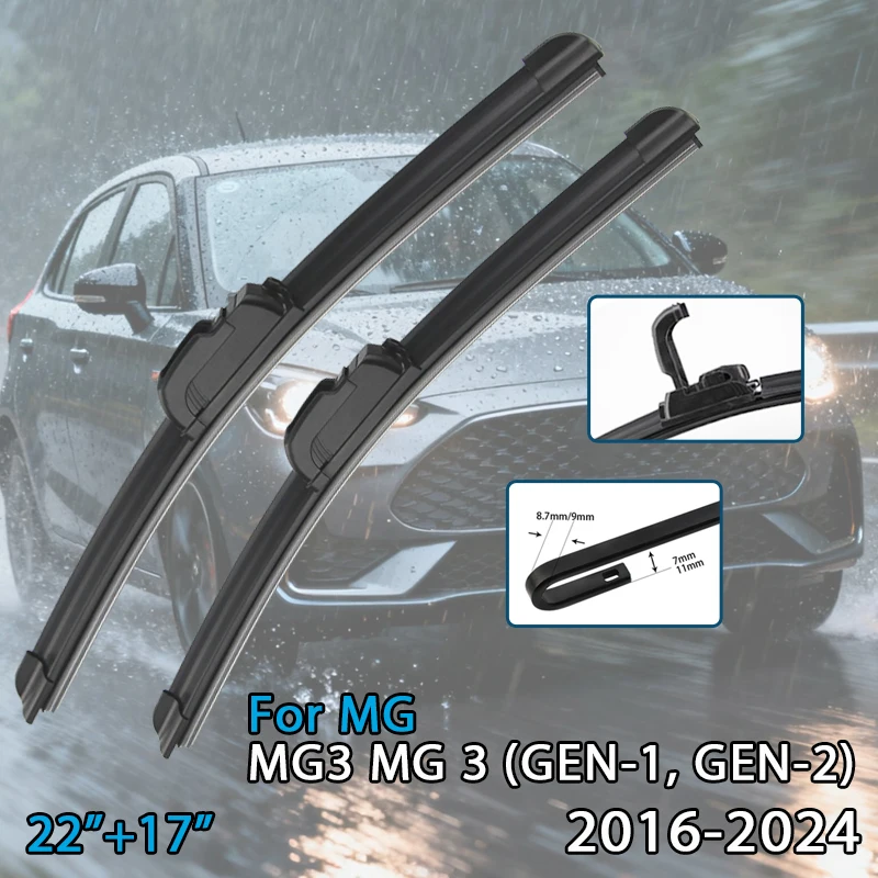 Für MG MG3 MG 3 (GEN-1, GEN-2) 2016-2024 22'' + 17'' Auto Wischerblatt Frontwischer Fit U Haken Arm Windschutzscheibe Auto Wischerblätter