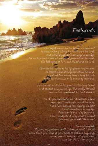 FOOTPRINTS POSTER One Night a Man Had a Dream Inspirational NEW 24x36