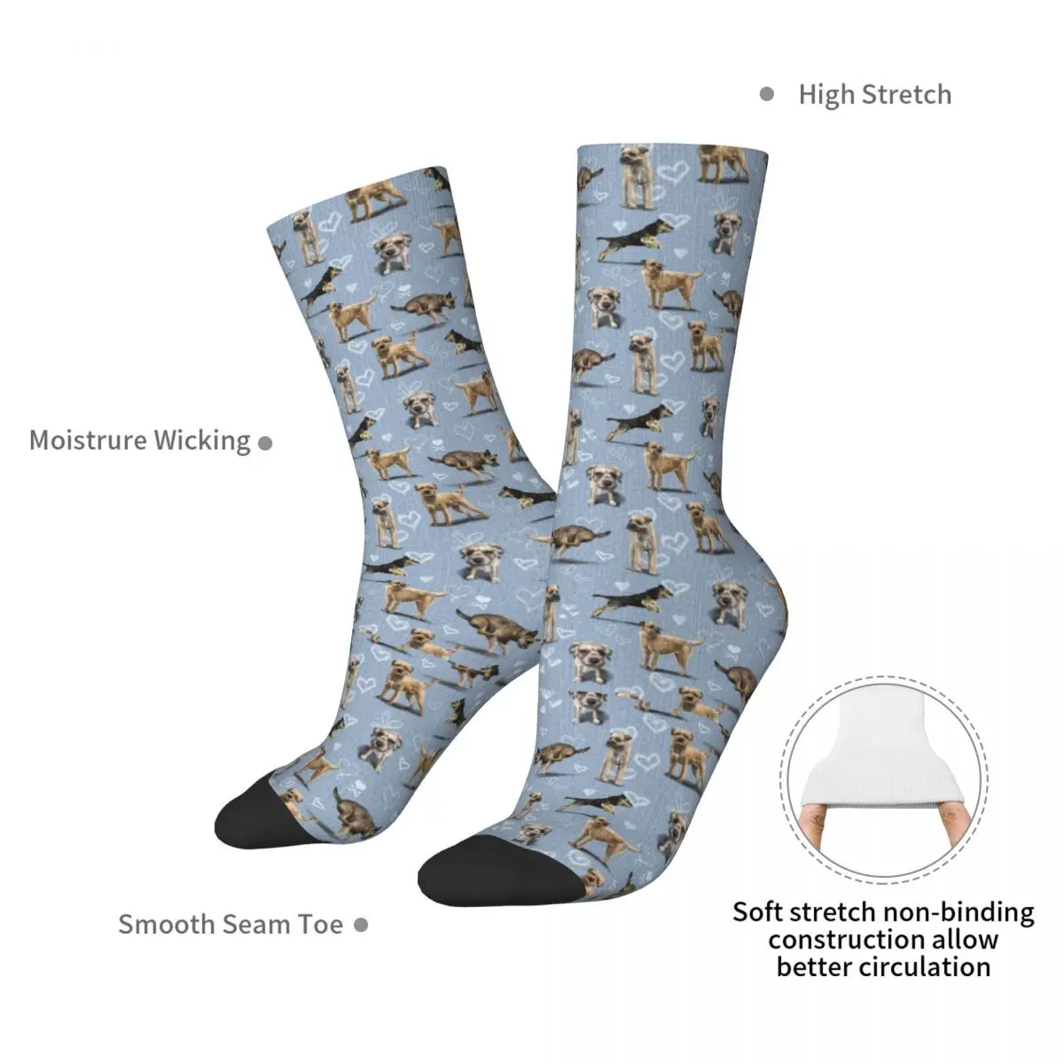 Border Terrier Socks Autumn Dog Breed Stockings Elegant Couple High Quality Socks Graphic Skateboard Anti Skid Socks