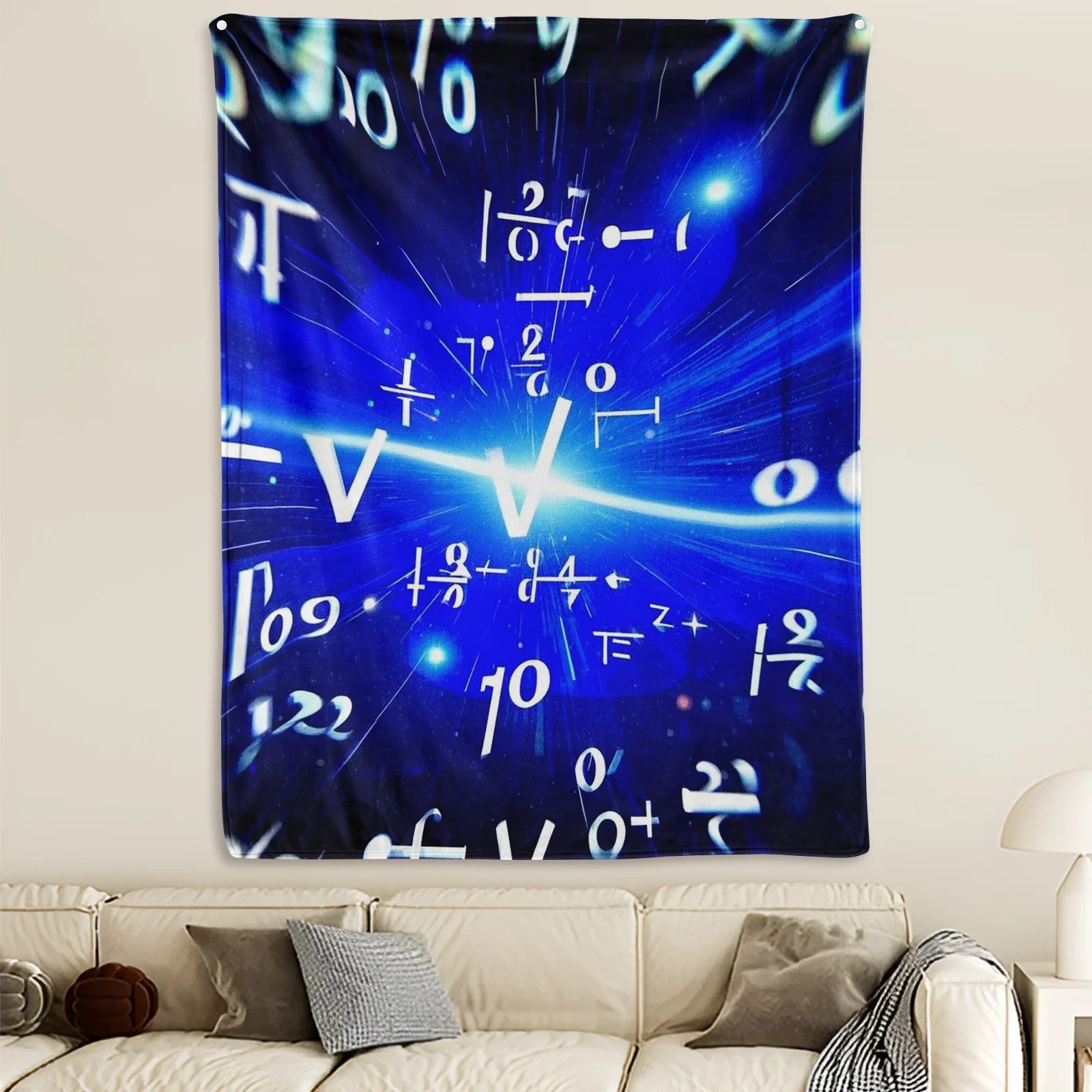 Cozy And Stylish Blue And White Starry Sky Math Formula Design Blanket, Adds Academic Charm