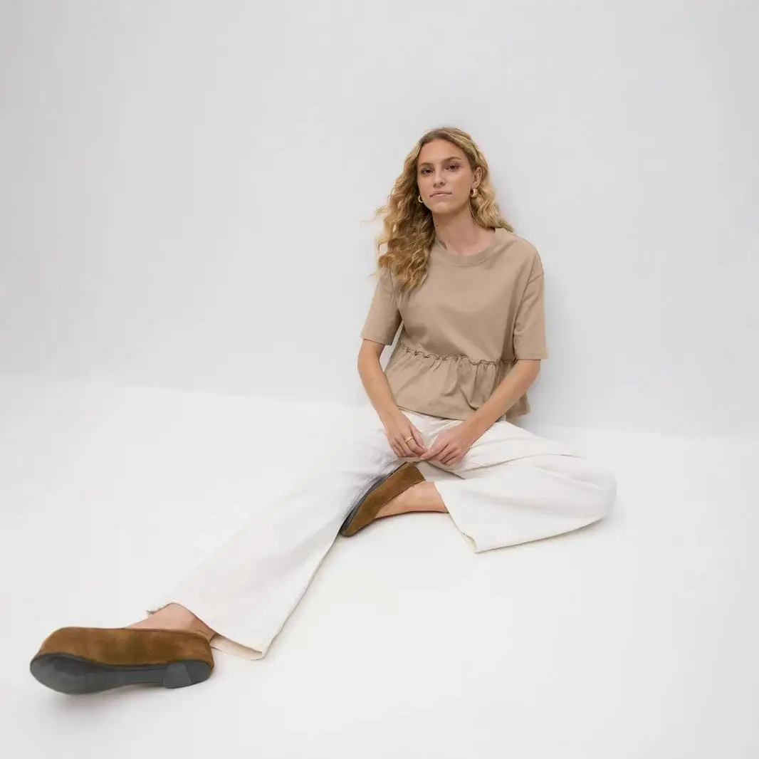 レディース ソフトコットン Tシャツ エレガント クルーネック カラー トップス 快適な女性服 春ファッション