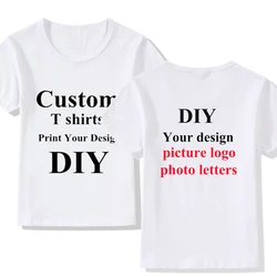 Children's Summer T-shirt DIY Your Printed or Logo Short Sleeve Front and Back Design Top Tumblr Customized Text Kids Clothing