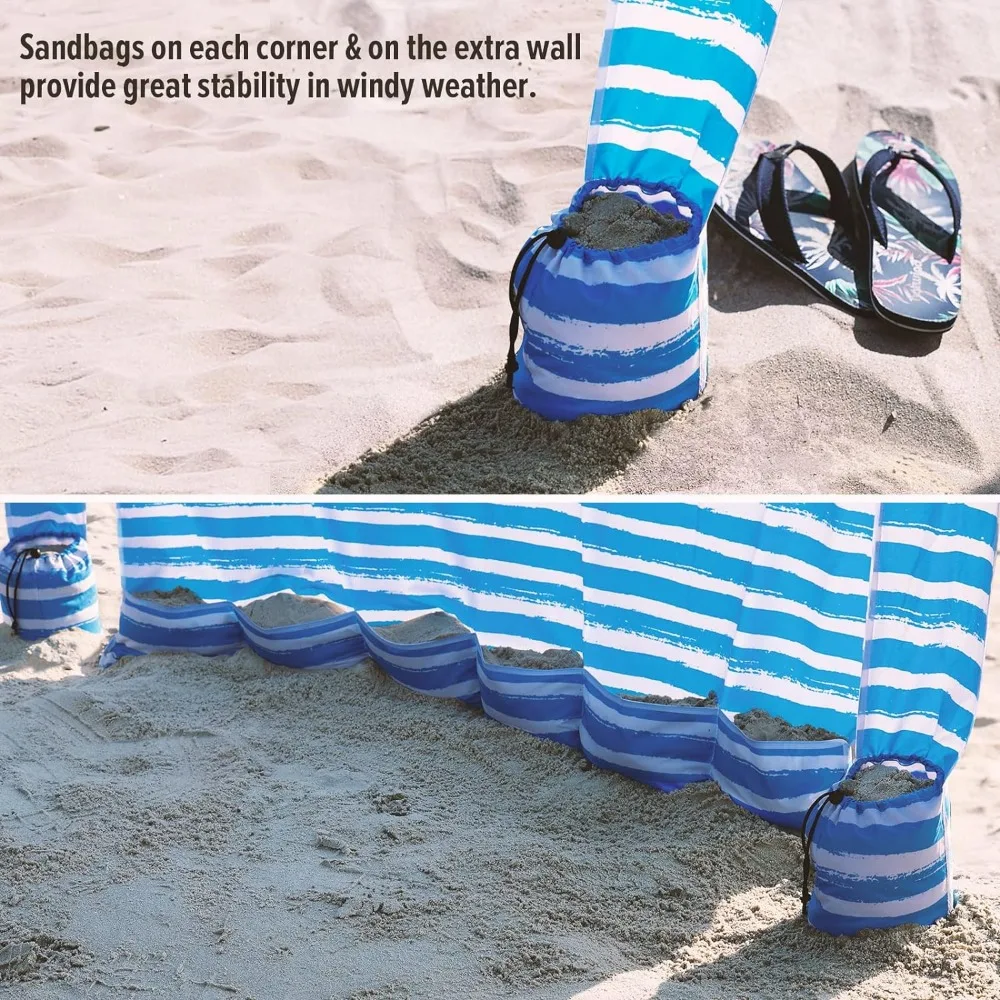 Beach Cabana - Easy to Set Up Canopy, Waterproof, Portable 6' x 6' Beach Shelter, Included Side Wall, Shade