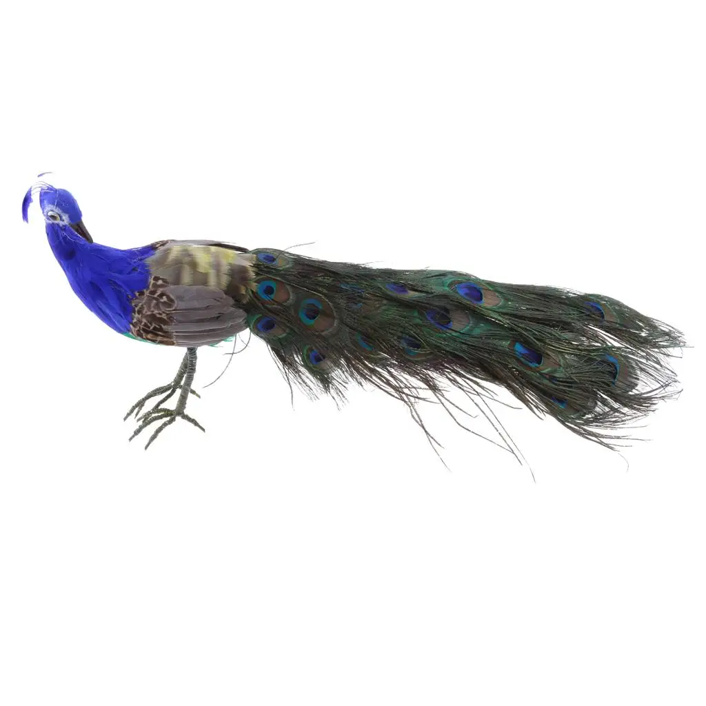 Artificial Decorative Birds Lifelike Feathered Peacock Statue Garden Ornament for Outdoor Backyard Decorations