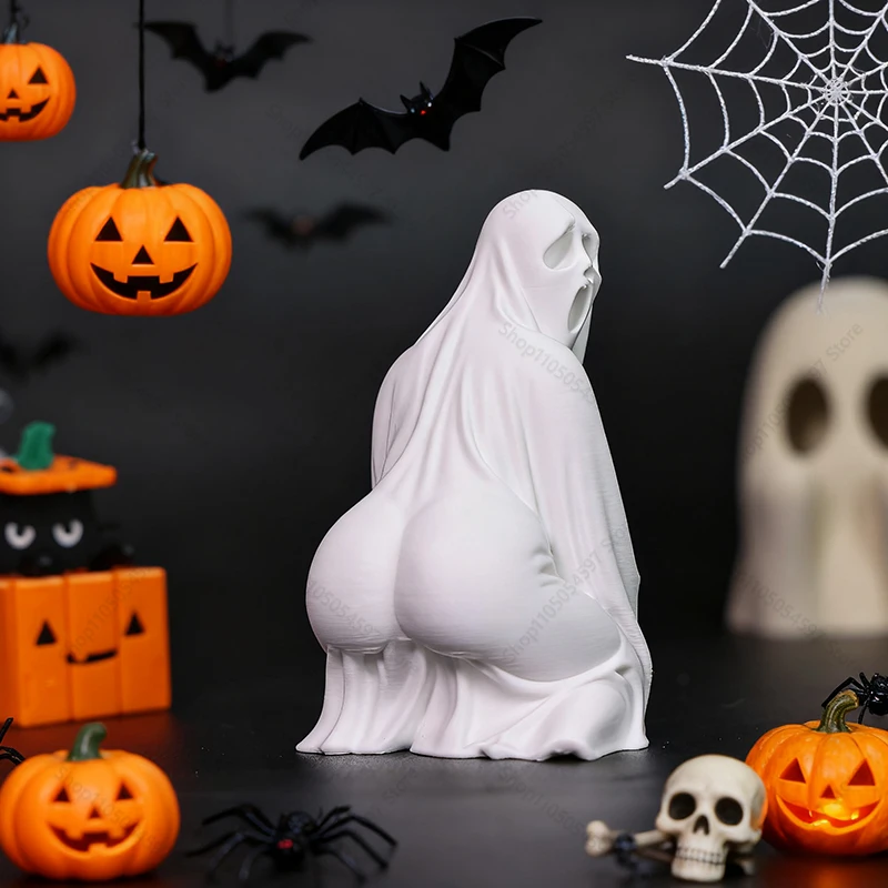 3D Printed Sexy Ghost Statue, Ghosts Small Scary Ghost Figurines, Halloween Home Decorations,Adorable Horror Figure Toy