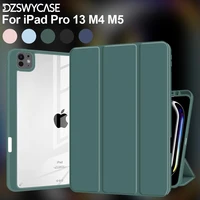 Funda para iPad Pro de 13 pulgadas, 2025 M5 2024 M4, elegante funda Premium con soporte triple y carcasa trasera transparente, parachoques de TPU, encendido/apagado automático