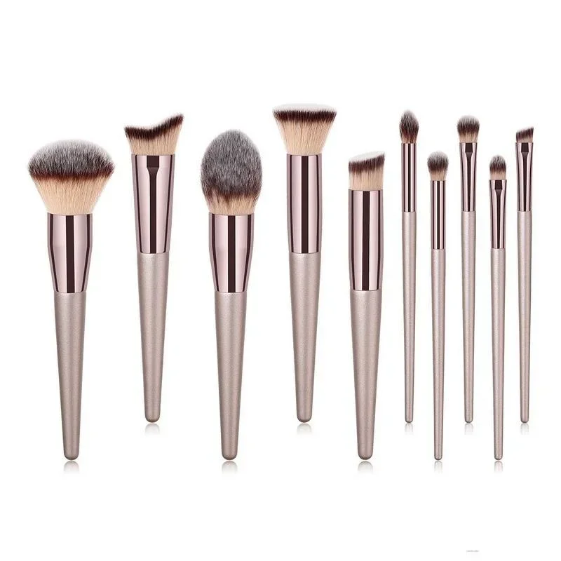 Makeup brush set, foundation make-up brush, powder blusher fiber pen, professional makeup tools, beauty cosmetics, 10 pieces