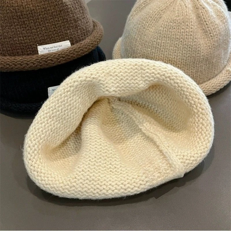 Winterwarme Baby-Strickmütze mit niedlichem Pompon, Säuglings-Beanie-Mütze, koreanische Mode, einfarbige Wollmützen für Jungen und Mädchen. – Detail 10