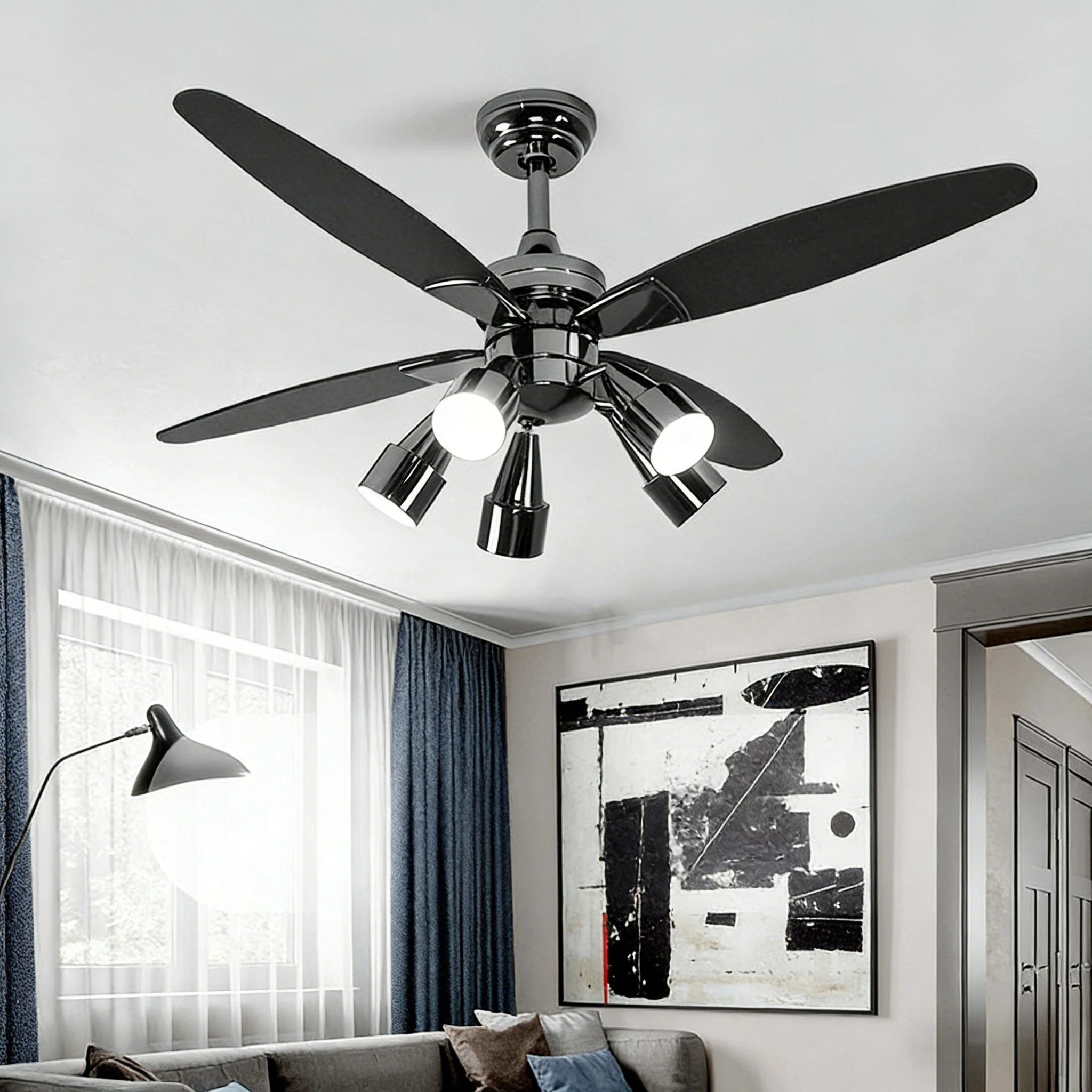 

REVEN American Luster Pendant Light Hardware white black fan light Ceiling Chandelier Adjustable Dimmable for Kitchen Island