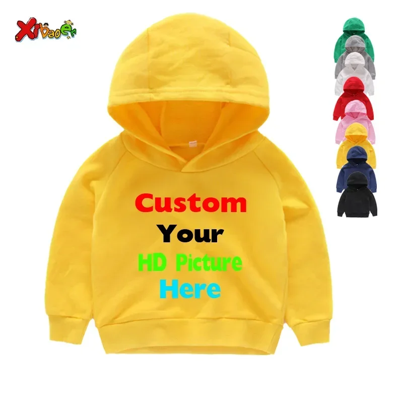 Your Own Design Custom Hoodies Children\'s Sweatshirts Red Cotton 2T-8T Cotton Boys Girls Hoodies 3 4 5 6 7 8 Years Sweatshirts