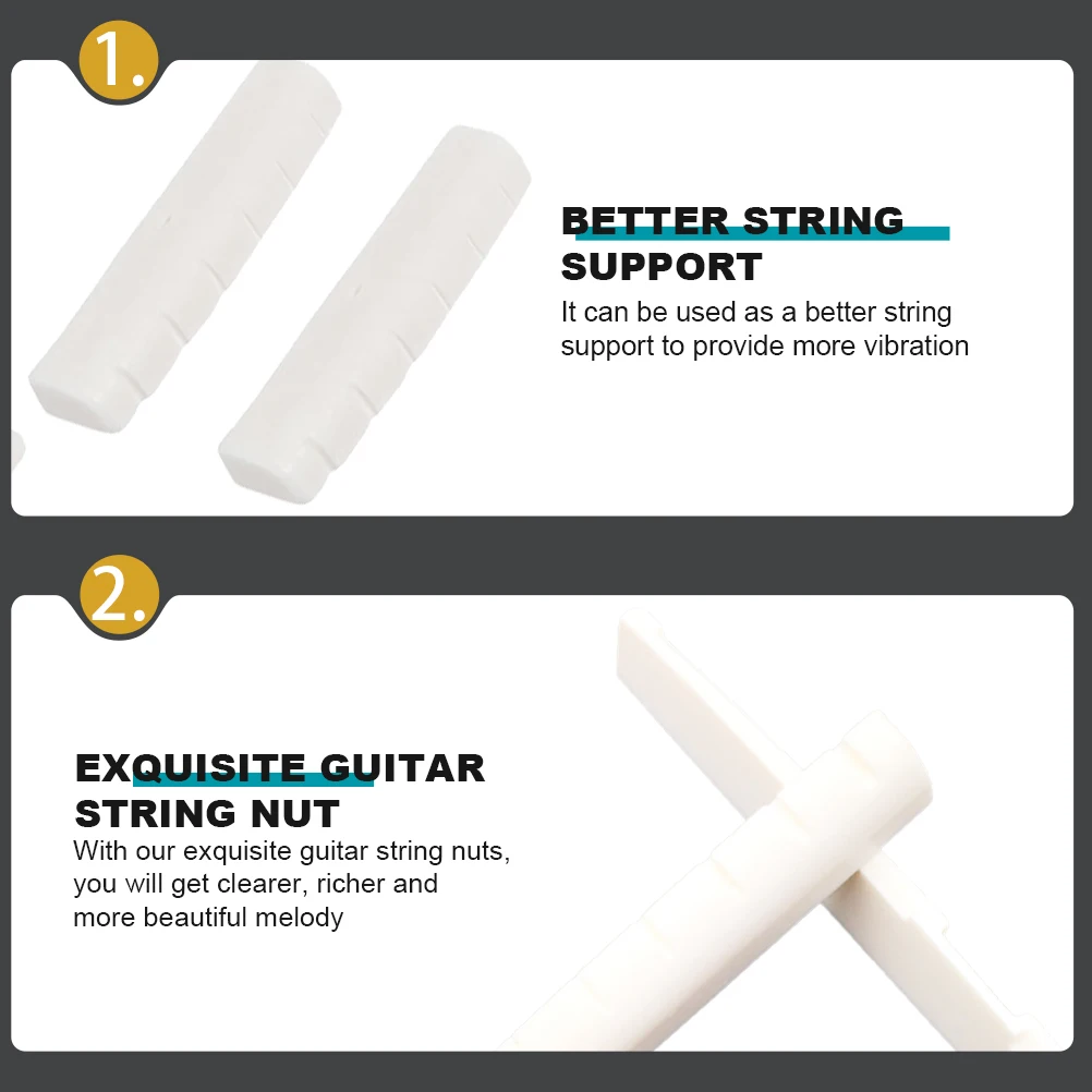 

6pcs String Nuts Ox Bone Replacement Bridge Saddle Durable Adjustable Nut For Electric Guitar Tone Enhancement String Support