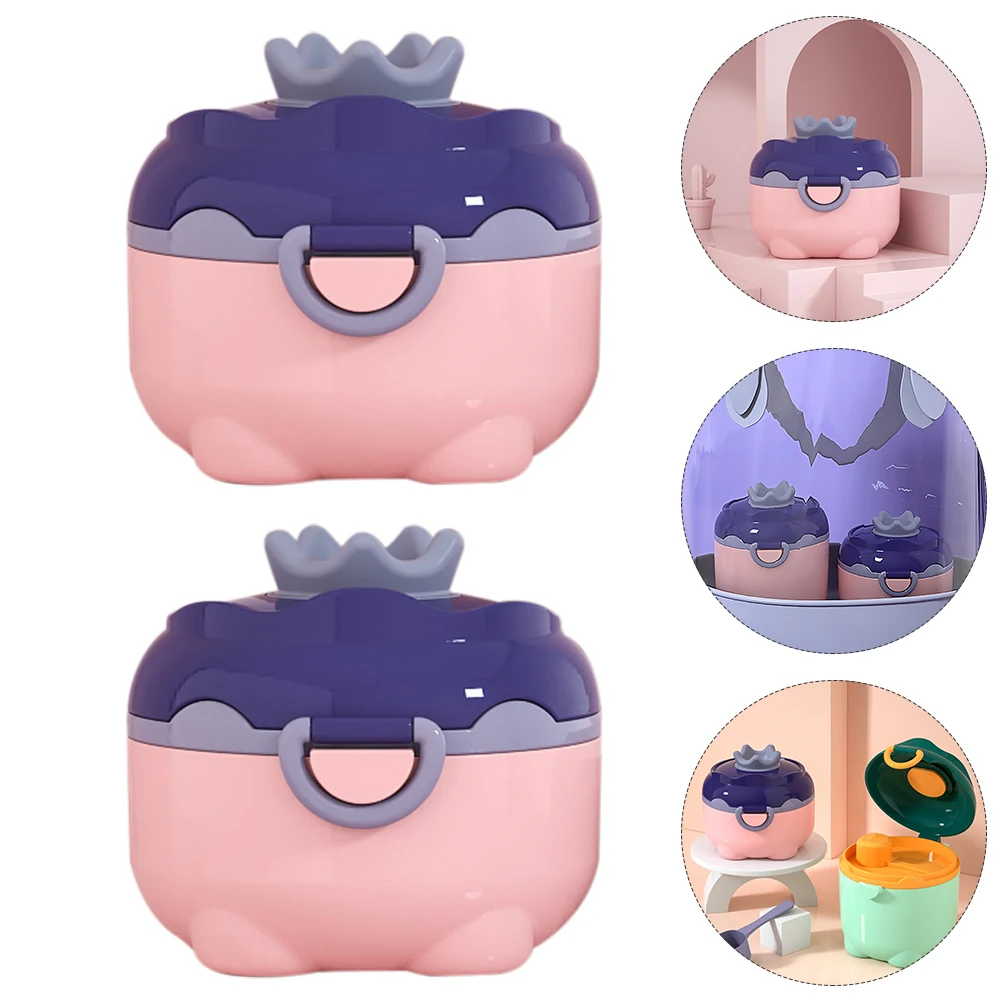 

2pcs Milk Powder Infant Formula Container Snack Box Pink Portable Leakproof Double Layer Baby Food Storage Container Sealed