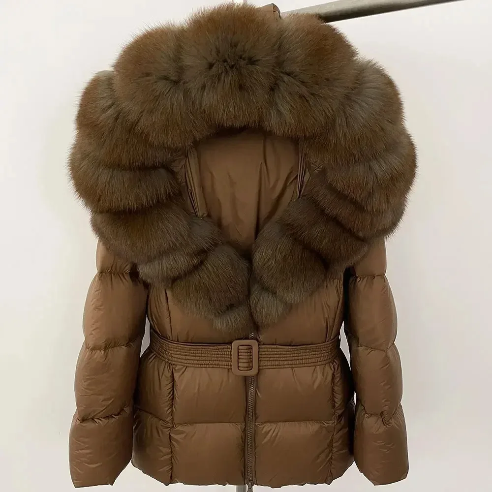 

Hooded Real Natural Raccoon Fox Fur Collar Thick 2025 Winter Casual Puffer Jacket Women Warm White Duck Down Coat Female