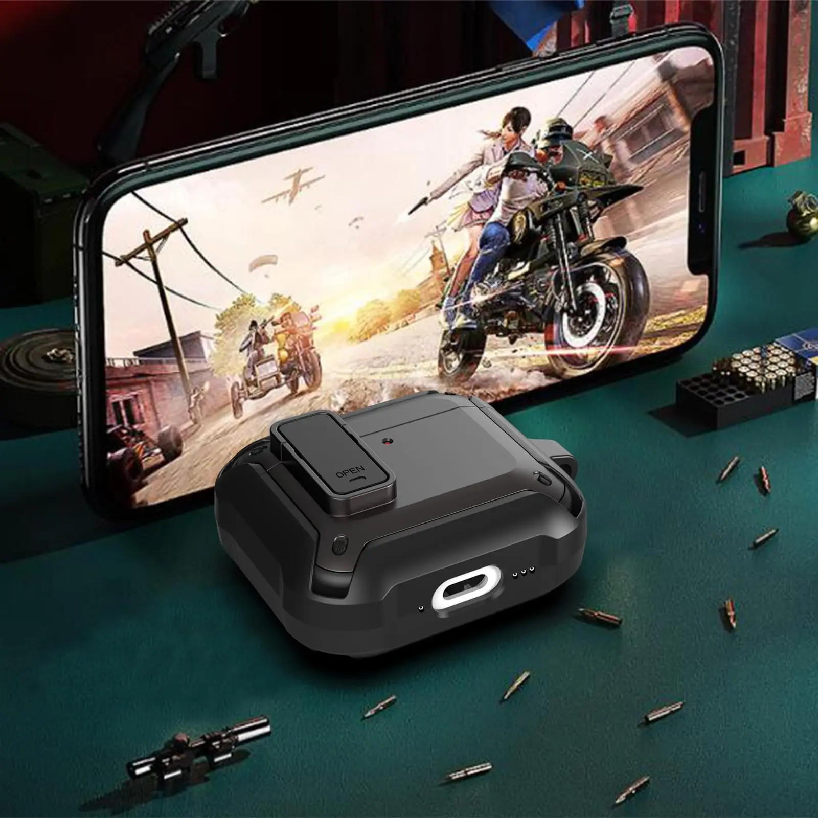 Para AirPods 4 2024 funda con bloqueo de interruptor funda protectora a prueba de golpes con Kit de limpieza funda para auriculares con cordón para AirPods 4 generación