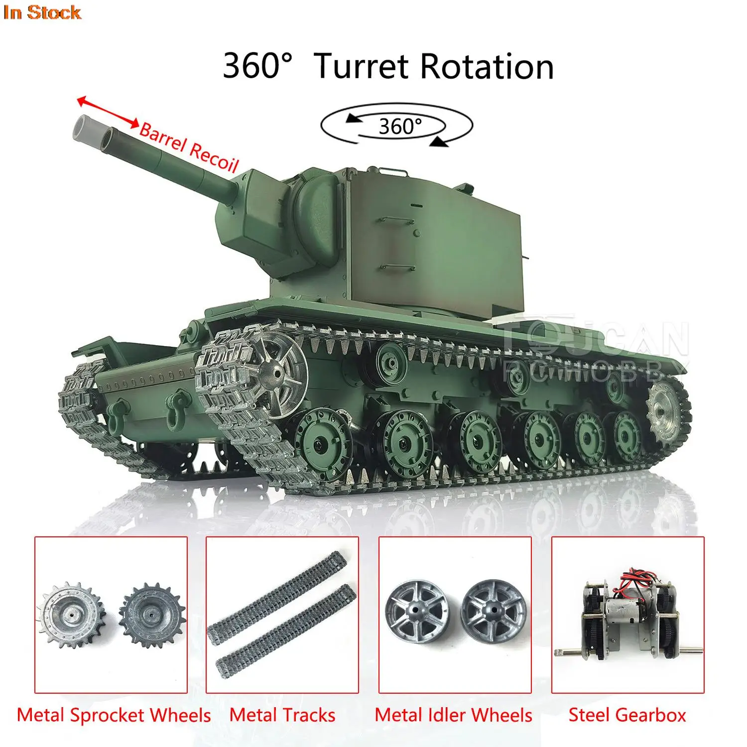 1/16 HENG LONG TK7.0 Tanque RC KV-2 soviético mejorado Gigant 3949 360 °   Torreta TH19751-SMT4