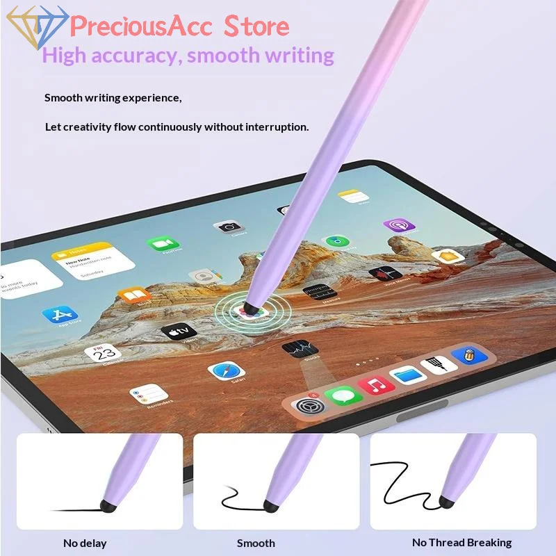 Mesh Fiber Stylus Pen Dual Nib Capacitive Touch Screen Drawing Tool for Smartphone Tablet Art Writing  Precision