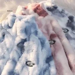New tie-dye plush winter jacket women's warm plus velvet thick lamb velvet top tide pink jacket winter clothes women korean