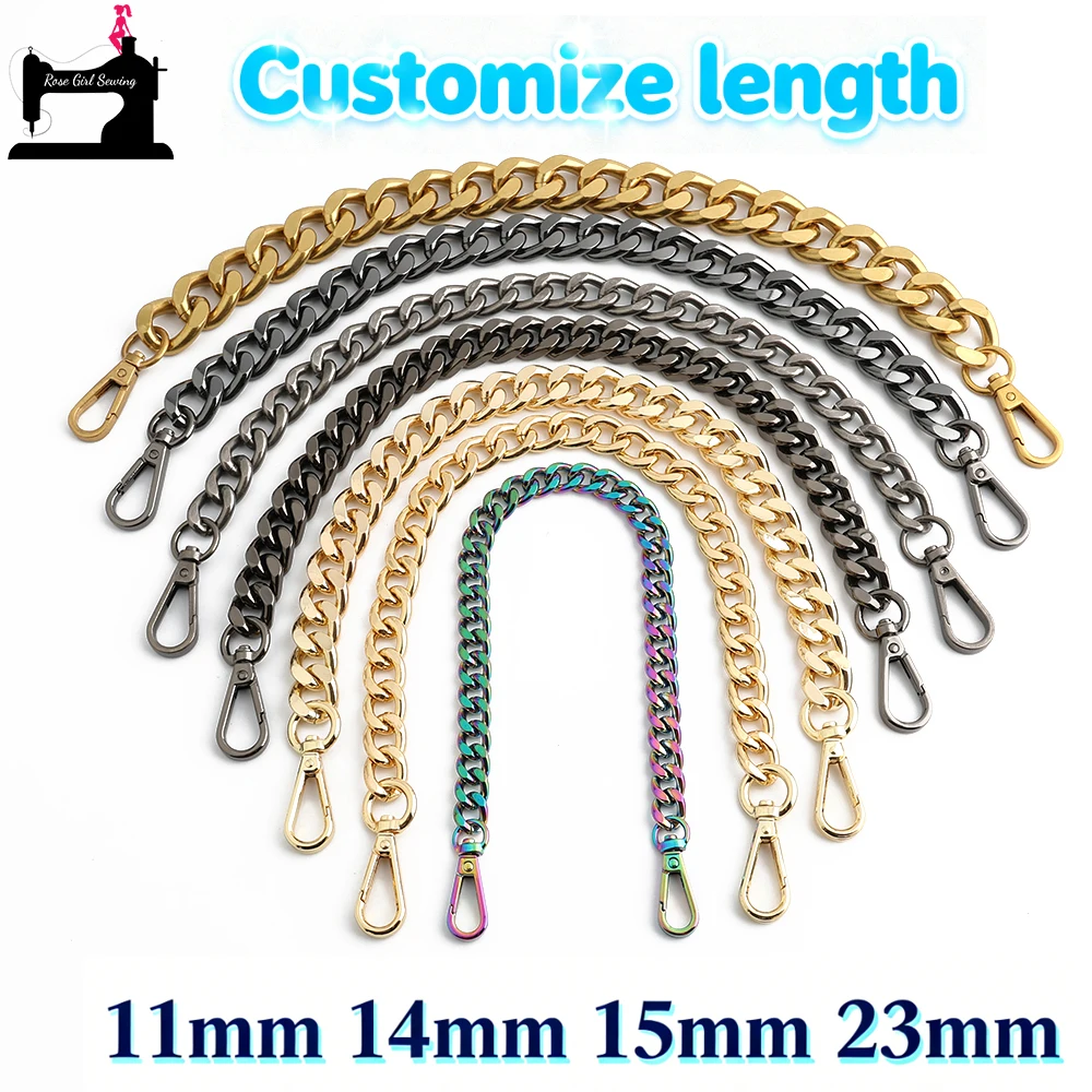 2PCS 30/60/100/120cm Metal Chain Strap Handle Replacement Chain For Crossbody Purse Messenger Bag Accessories Aluminum Chain