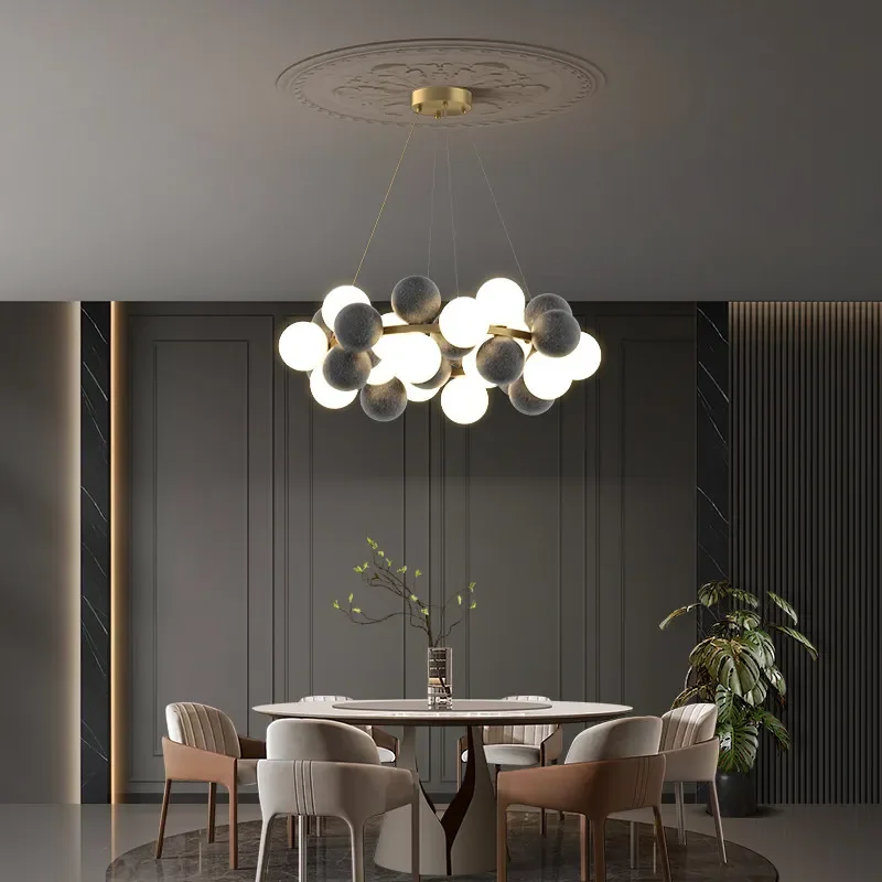 All copper cream wind living room chandelier Italian light luxury creative dining room magic bean